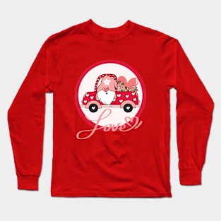 Happy Valentine's Day - Cute Dwarf drive in Love car Long Sleeve T-Shirt